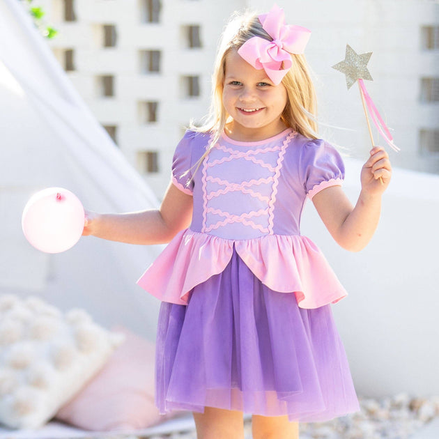 purple and pink princess dress Girls Pink and lilac Princess deluxe tutu/ party dress/ toddler/ Birthday ballgown style dress all the princesses/ multi princess dress