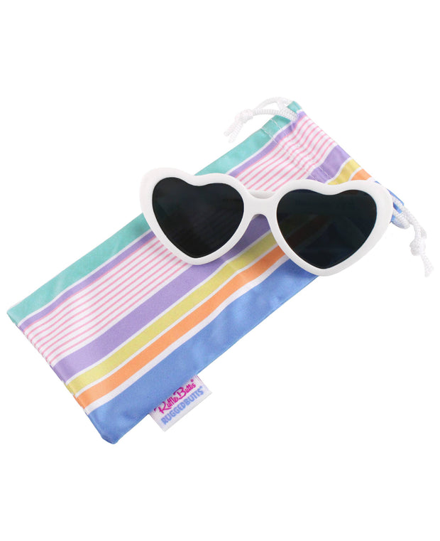 White RuffleButts x Roshambo Heart Sunglasses