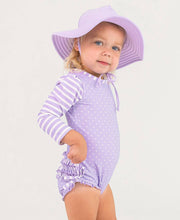 Lavender Heart Polka Dot Long Sleeve One Piece Rash Guard