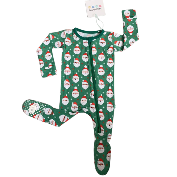 Bamboo Vintage Santa Footsie-Green