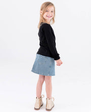 Light Wash Ruffle Denim Skirt