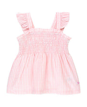 Pink Gingham Smocked Tank Top