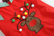 Red Reindeer Pom-Pom Shift Dress