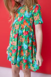 Chicken Friends Short Sleeve Skater Dress