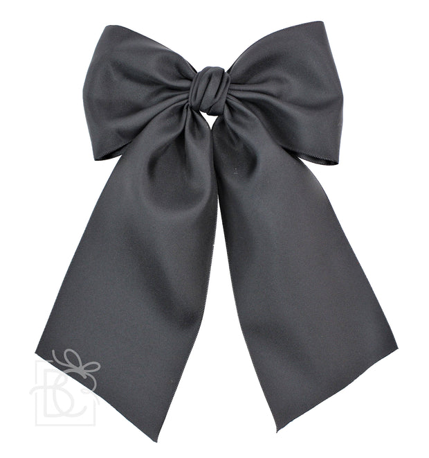 OPAQUE SATIN BOW W/ EURO KNOT & TAILS: 4.5" Large