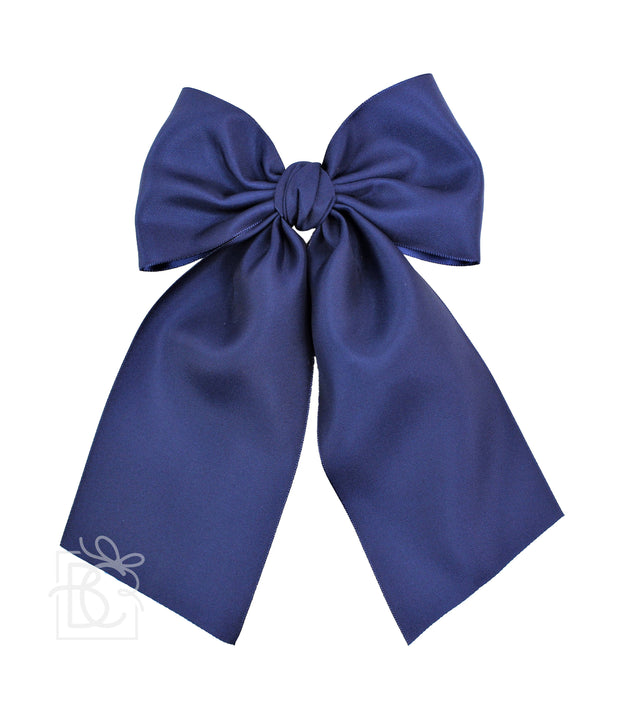 OPAQUE SATIN BOW W/ EURO KNOT & TAILS: 4.5" Large