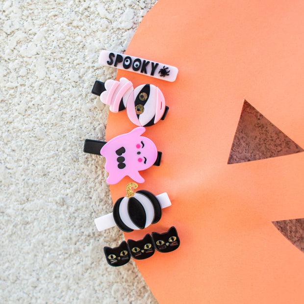 Spooky Mummy Pink Alligator Clips