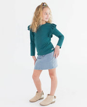 Light Wash Ruffle Denim Skirt