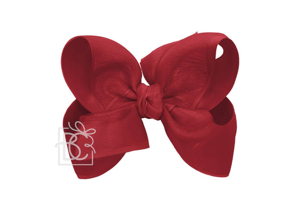 LAYERED ORGANZA/GROSGRAIN BOW ON CLIP