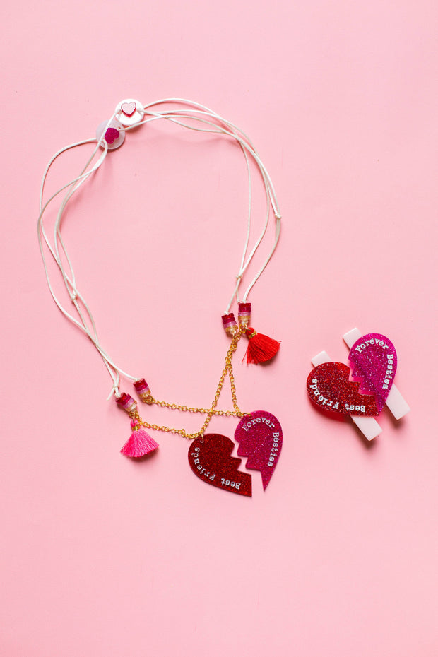 VAL-Heart Split Glitter Red/Pink Alligator Clips