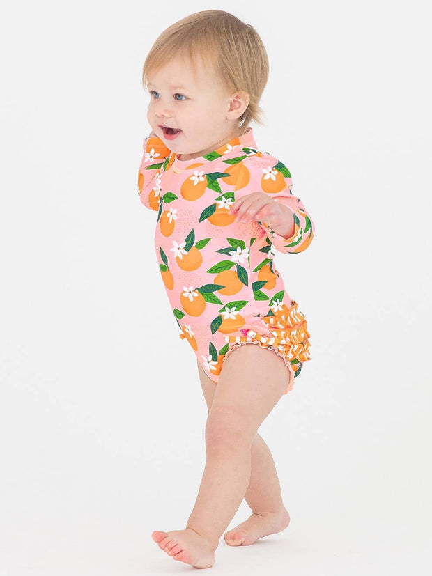 Orange You The Sweetest Long Sleeve One Piece Rash Guard