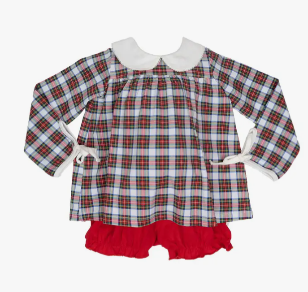 Mary Charlotte Christmas Plaid Bloomer Set