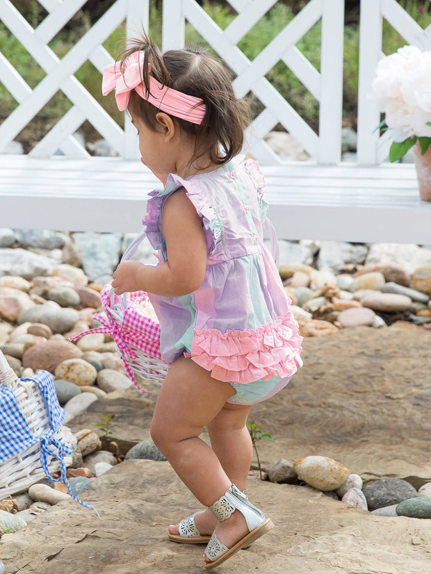 Cotton Candy Plaid Classic Ruffle Romper