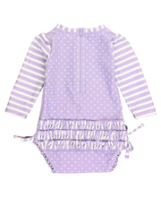 Lavender Heart Polka Dot Long Sleeve One Piece Rash Guard