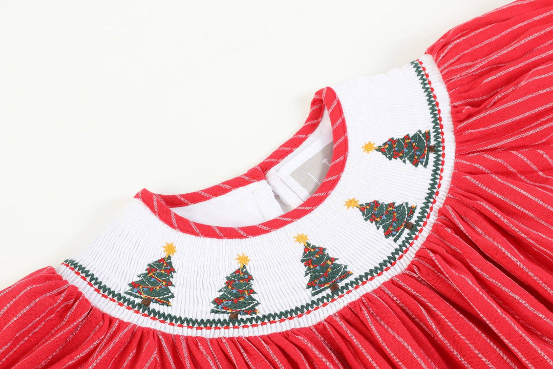 Red Christmas Tree Smocked Bishop Dress – Tribute Clothing Co