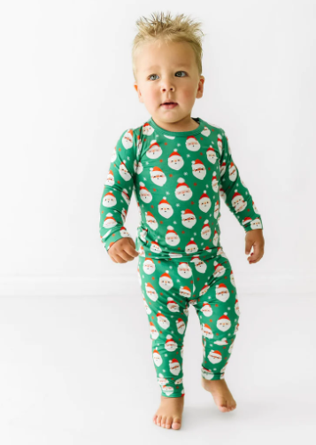 Bamboo Vintage Santa Two Piece Jammies-Green