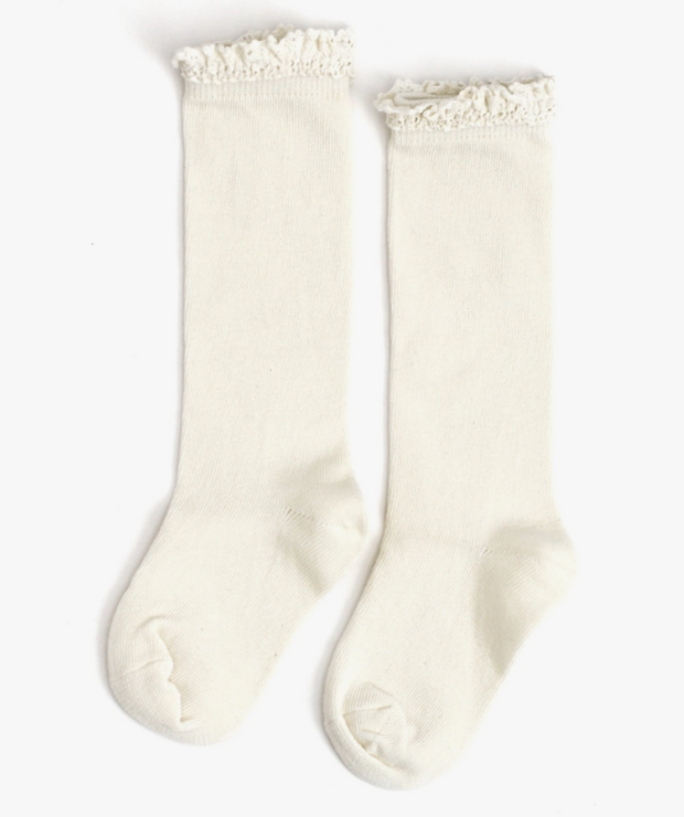 Ivory Lace Top Knee High Socks