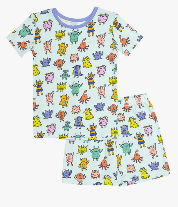 Silly Monsters Short Sleeve Jammies - Bamboo