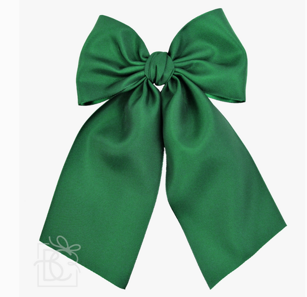 OPAQUE SATIN BOW W/ EURO KNOT & TAILS: 4.5" Large