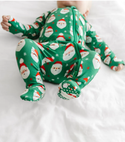 Bamboo Vintage Santa Footsie-Green