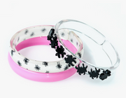 Multi Black Spider Candy Pink+Spider Print Bangle Set