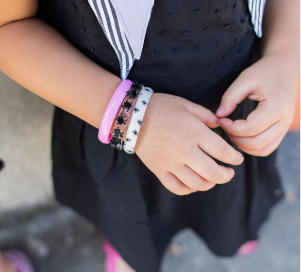 Multi Black Spider Candy Pink+Spider Print Bangle Set