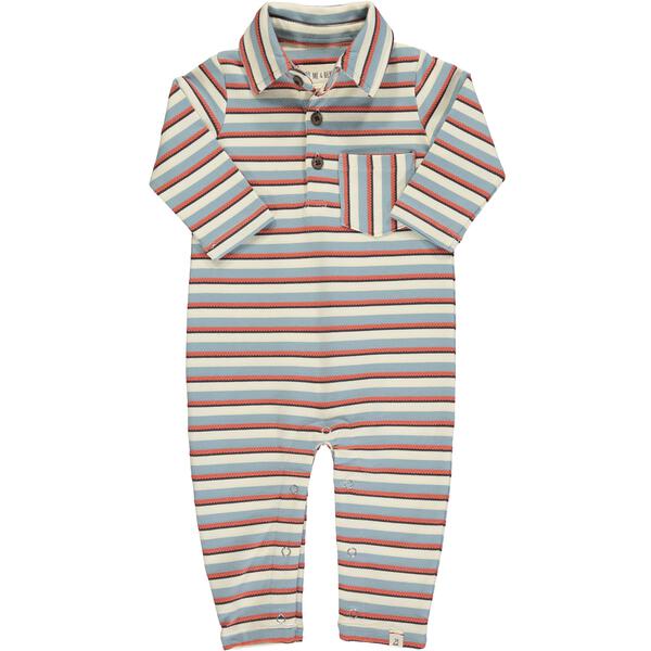 Blue/Rust Striped Romper