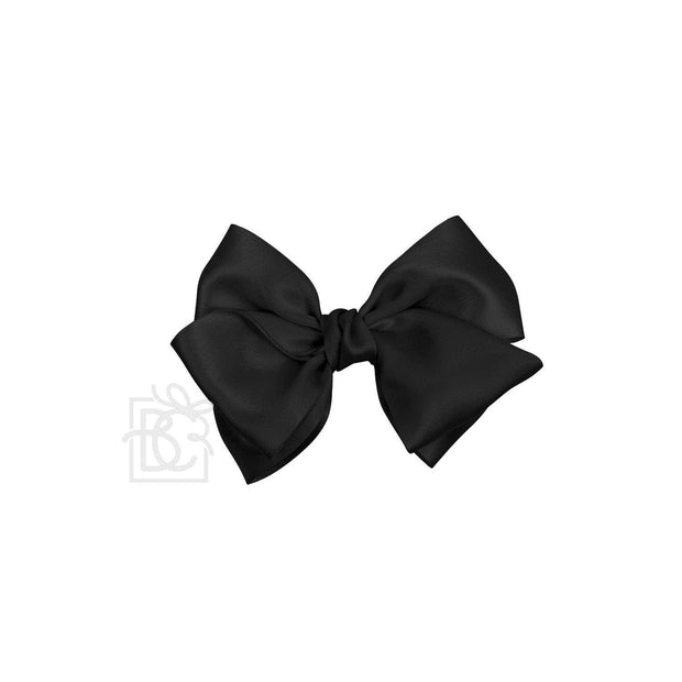 SATIN EUROPEAN BOW W/RUFFLED KNOT ON CLIP