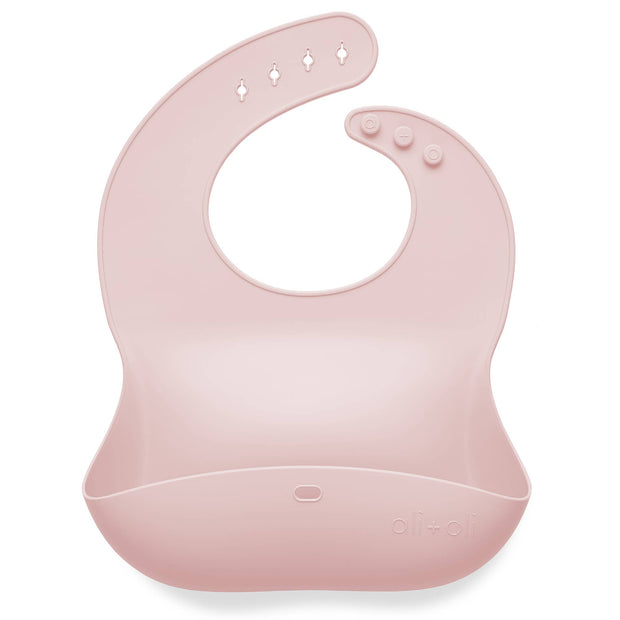 Silicone Baby Bib Roll Up & Stay Closed (True Pink)