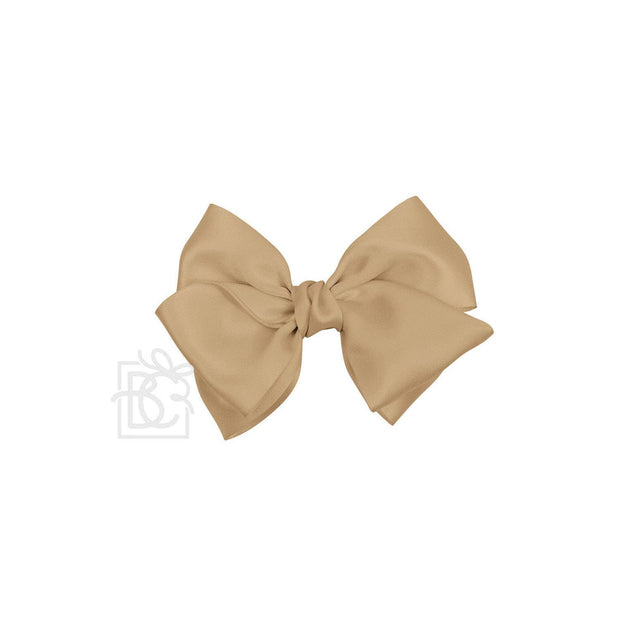 SATIN EUROPEAN BOW W/RUFFLED KNOT ON CLIP