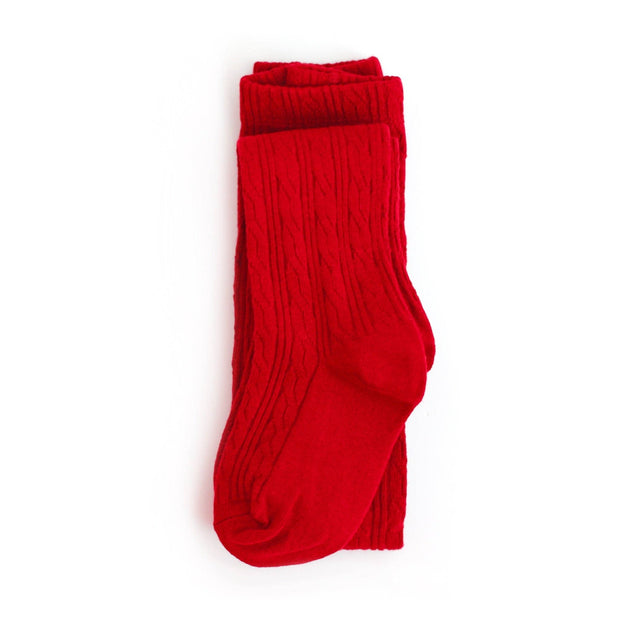 Bright Red Cable Knit Tights