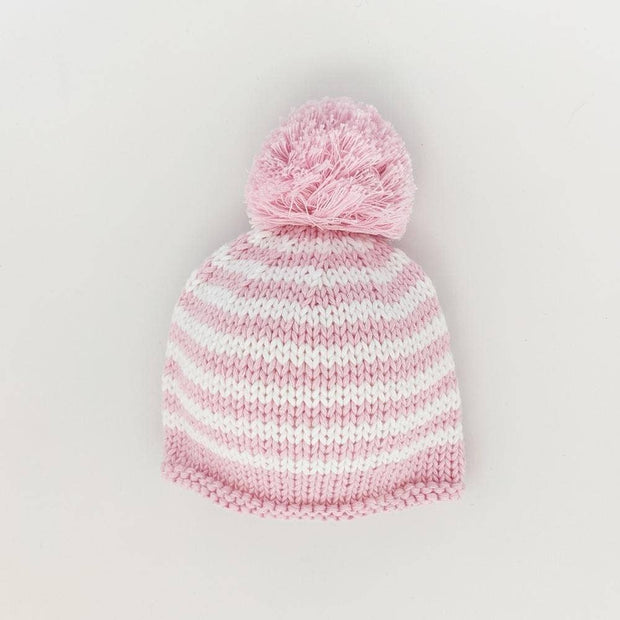 Newborn Pink Pom Pom Beanie Hat