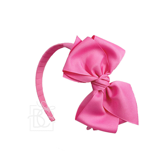 Hot Pink 3/4" Headband w/6" Grosgrain bow