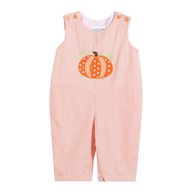 Orange Pinstripe Pumpkin Baby Overalls