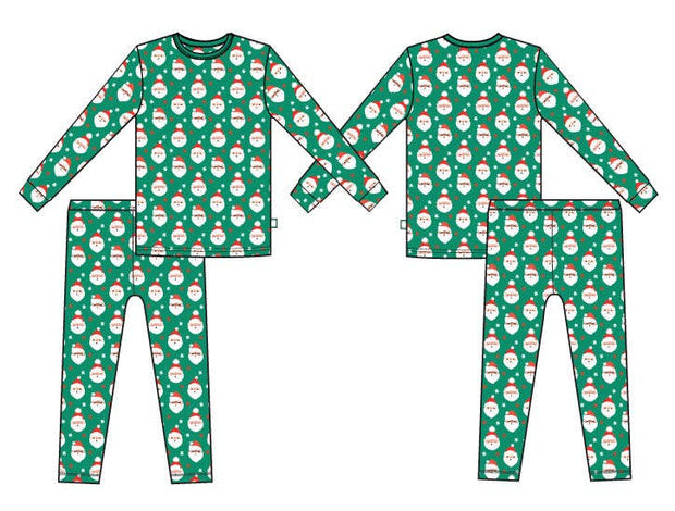 Bamboo Vintage Santa Two Piece Jammies-Green