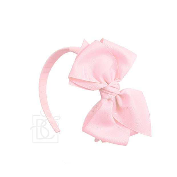 Light Pink 3/4" Headband w/6" Grosgrain bow