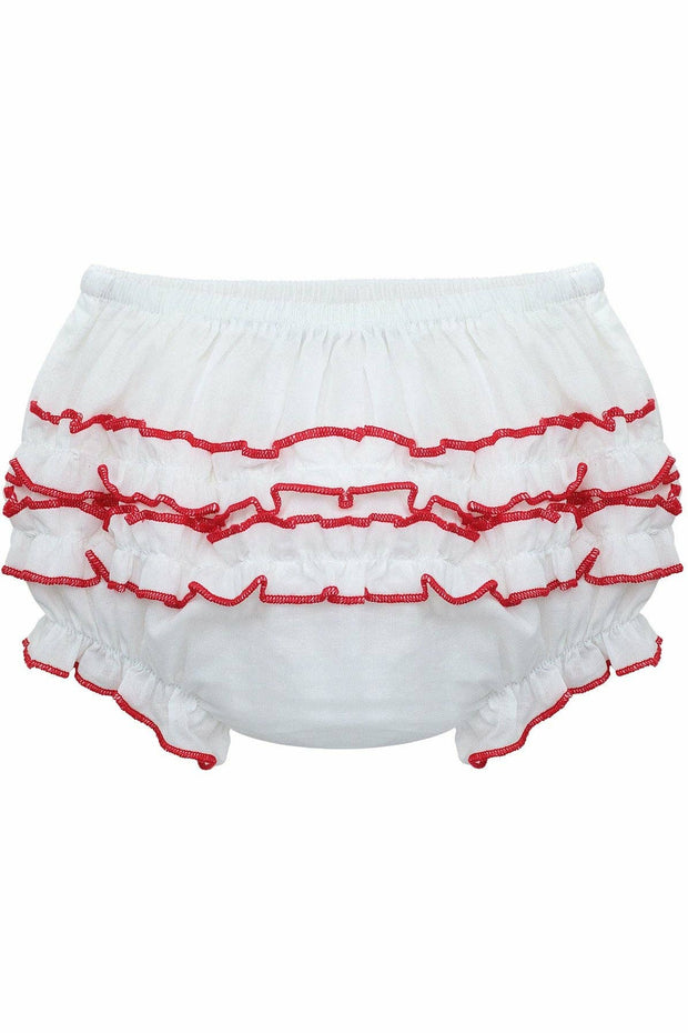 Baby Girls Ruffle Diaper Covers Red Trim