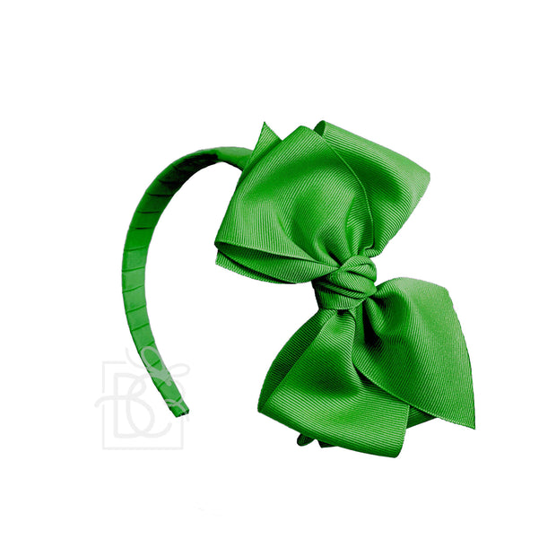 Emerald Green 3/4" Headband w/6" Grosgrain bow