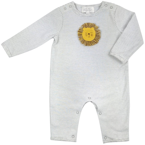 Crochet Lee Lion Grey Stripe Babygro