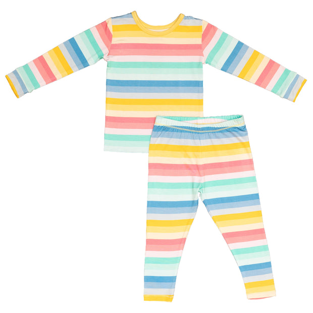 Ombre Stripes Long Sleeve Two Piece Jammies - Bamboo