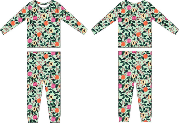 Stone Fruit Orchard Long Sleeve PJ Set- Bamboo