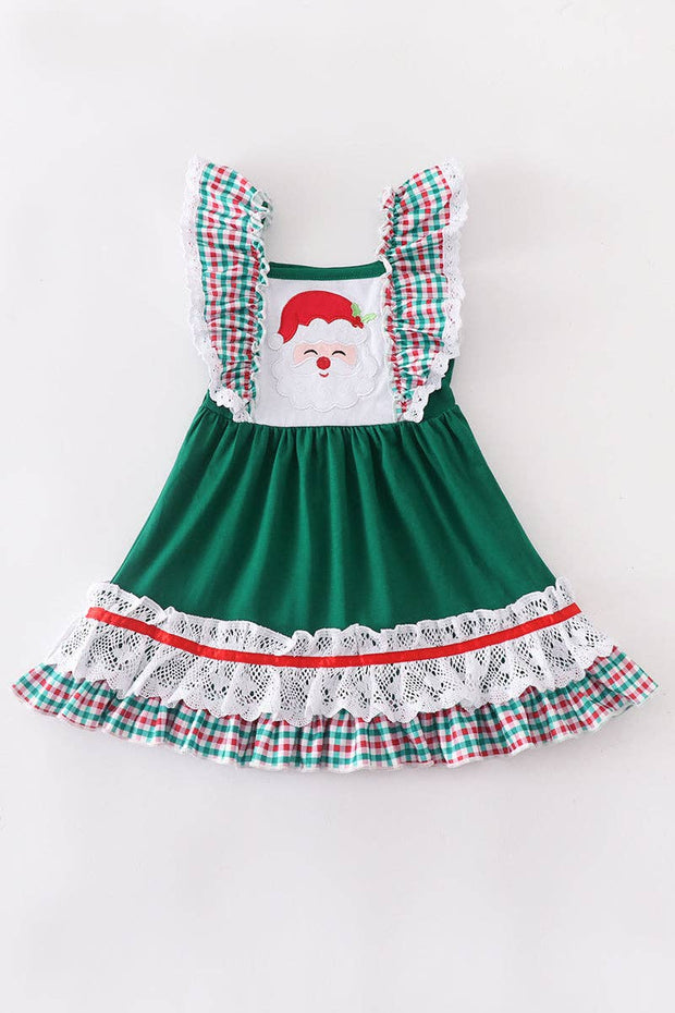 Santa Claus  applique ruffle lace dress