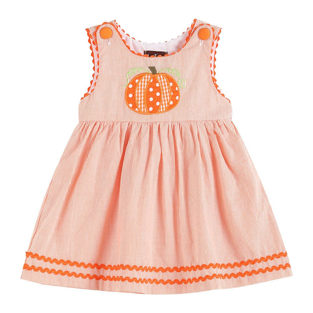 Orange Pinstripe Pumpkin Embroidered A-Line Dress Tribute Clothing Co Orange Pinstripe Pumpkin Embroidered A-Line Dress Tribute Clothing Co