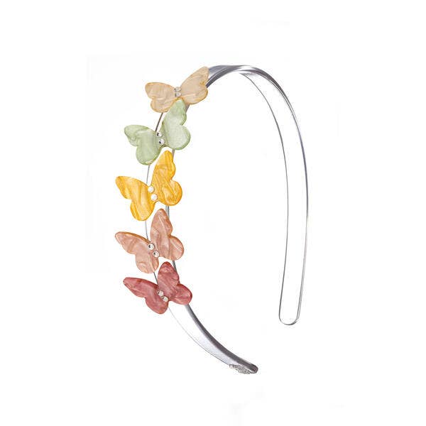 BTS23- Butterflies Pearlized Pastel Shades Headband