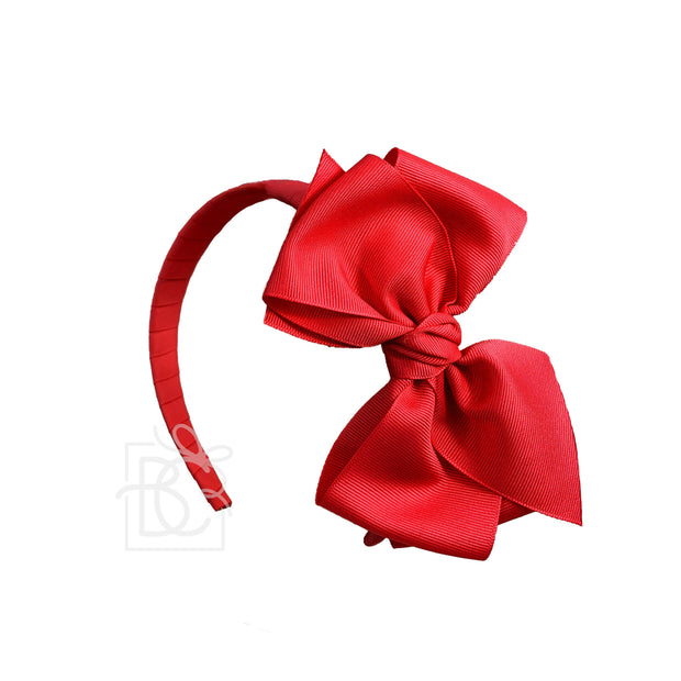 Red 3/4" Headband w/6" Grosgrain bow