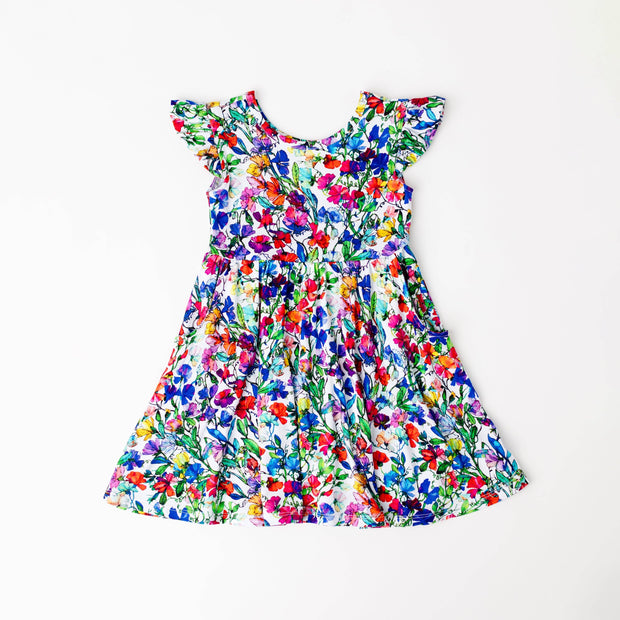 Very Sweet Pea Ruffle Cap Sleeve Skater Dress