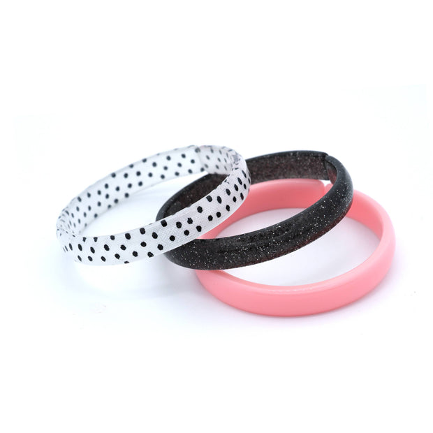 HAL23- Polka Dots Black Glitter Bangle Set