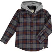 Brown/Grey/Blue Plaid ERIN Hooded Woven Shirt