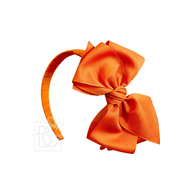 Orange 3/4" Headband w/6" Grosgrain bow
