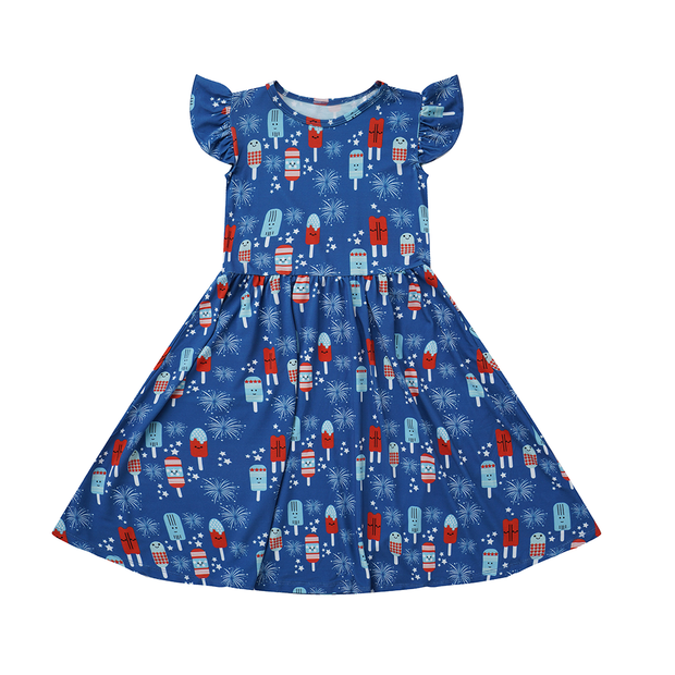 4th of July Party Pops Bamboo Twirl Dress